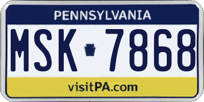 PA license plate MSK7868