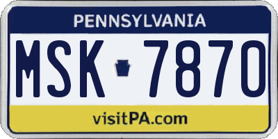PA license plate MSK7870