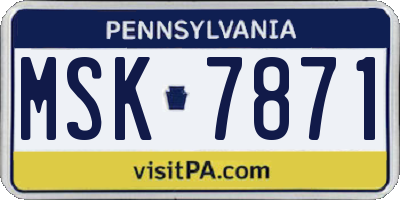 PA license plate MSK7871