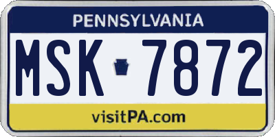 PA license plate MSK7872