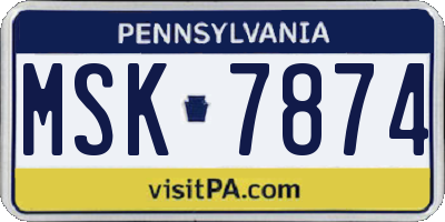 PA license plate MSK7874