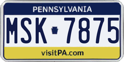 PA license plate MSK7875