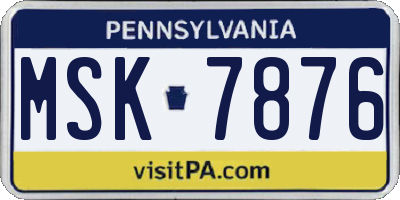 PA license plate MSK7876