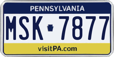 PA license plate MSK7877