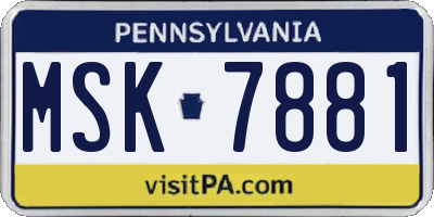 PA license plate MSK7881