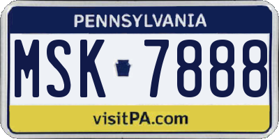 PA license plate MSK7888