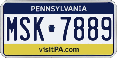 PA license plate MSK7889