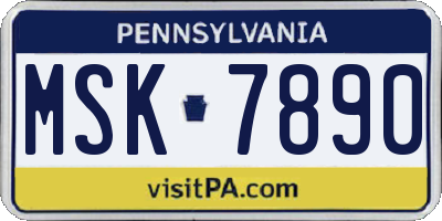 PA license plate MSK7890