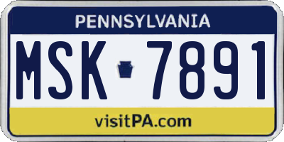 PA license plate MSK7891