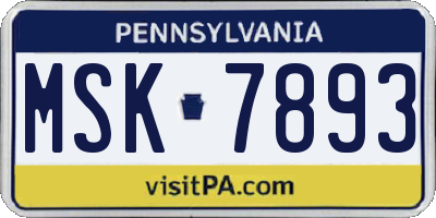 PA license plate MSK7893