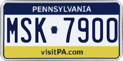 PA license plate MSK7900