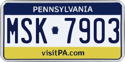 PA license plate MSK7903