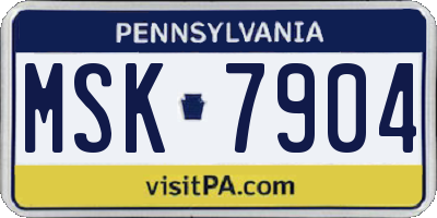 PA license plate MSK7904