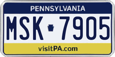 PA license plate MSK7905