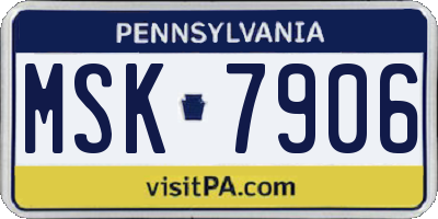 PA license plate MSK7906