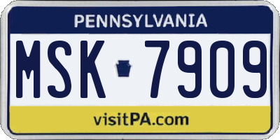 PA license plate MSK7909