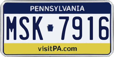 PA license plate MSK7916