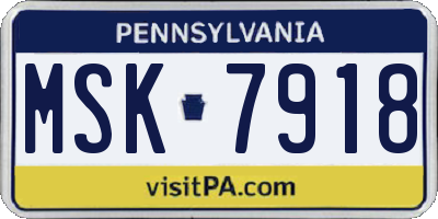 PA license plate MSK7918
