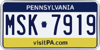 PA license plate MSK7919