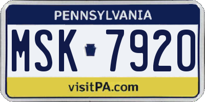 PA license plate MSK7920