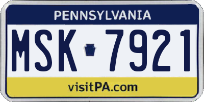 PA license plate MSK7921