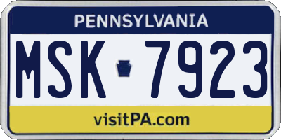 PA license plate MSK7923