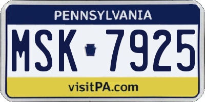 PA license plate MSK7925