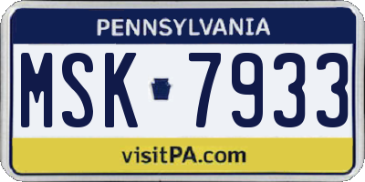 PA license plate MSK7933