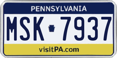 PA license plate MSK7937