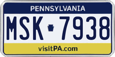 PA license plate MSK7938