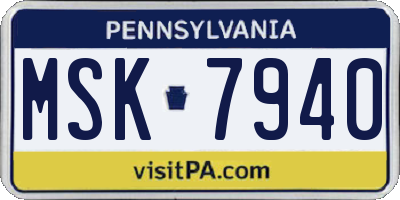 PA license plate MSK7940
