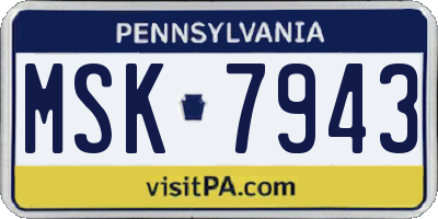 PA license plate MSK7943