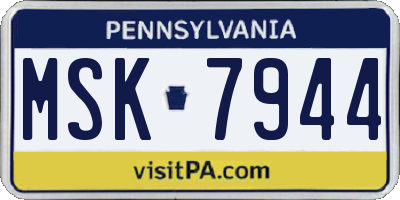 PA license plate MSK7944