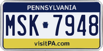 PA license plate MSK7948