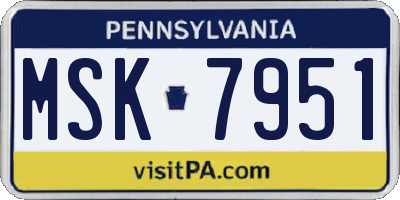 PA license plate MSK7951