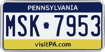 PA license plate MSK7953
