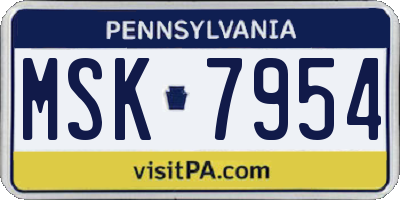 PA license plate MSK7954