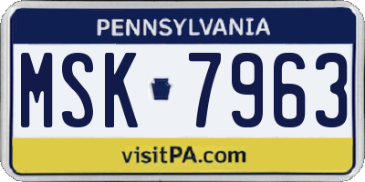PA license plate MSK7963