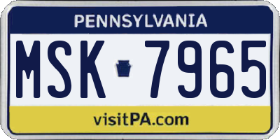 PA license plate MSK7965