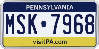 PA license plate MSK7968