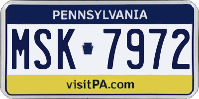 PA license plate MSK7972