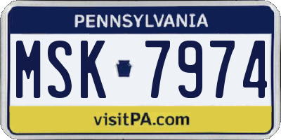 PA license plate MSK7974