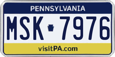 PA license plate MSK7976