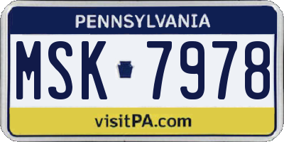 PA license plate MSK7978