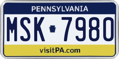 PA license plate MSK7980