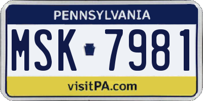 PA license plate MSK7981