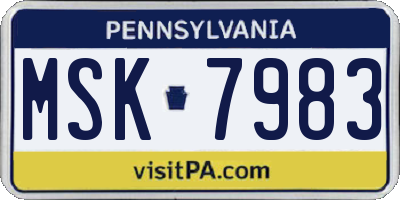 PA license plate MSK7983