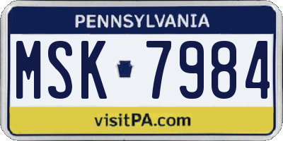 PA license plate MSK7984