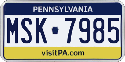 PA license plate MSK7985