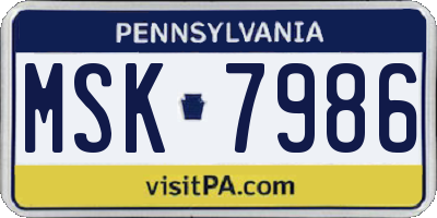 PA license plate MSK7986